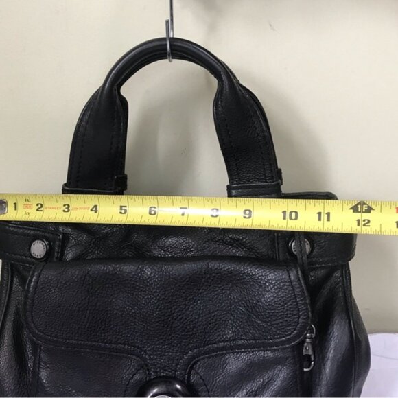 Michael Kors Leather Satchel Shoulder Bag Tote Pocket Logo Minimalist Black Grey - Picture 14 of 16